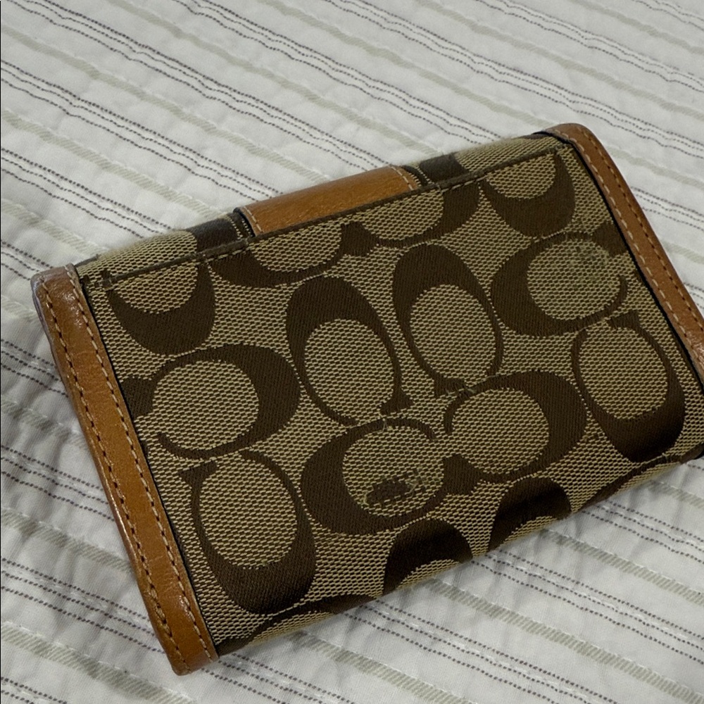 Coach Signature Canvas Wallet in Brown and Tan - Picture 5 of 11